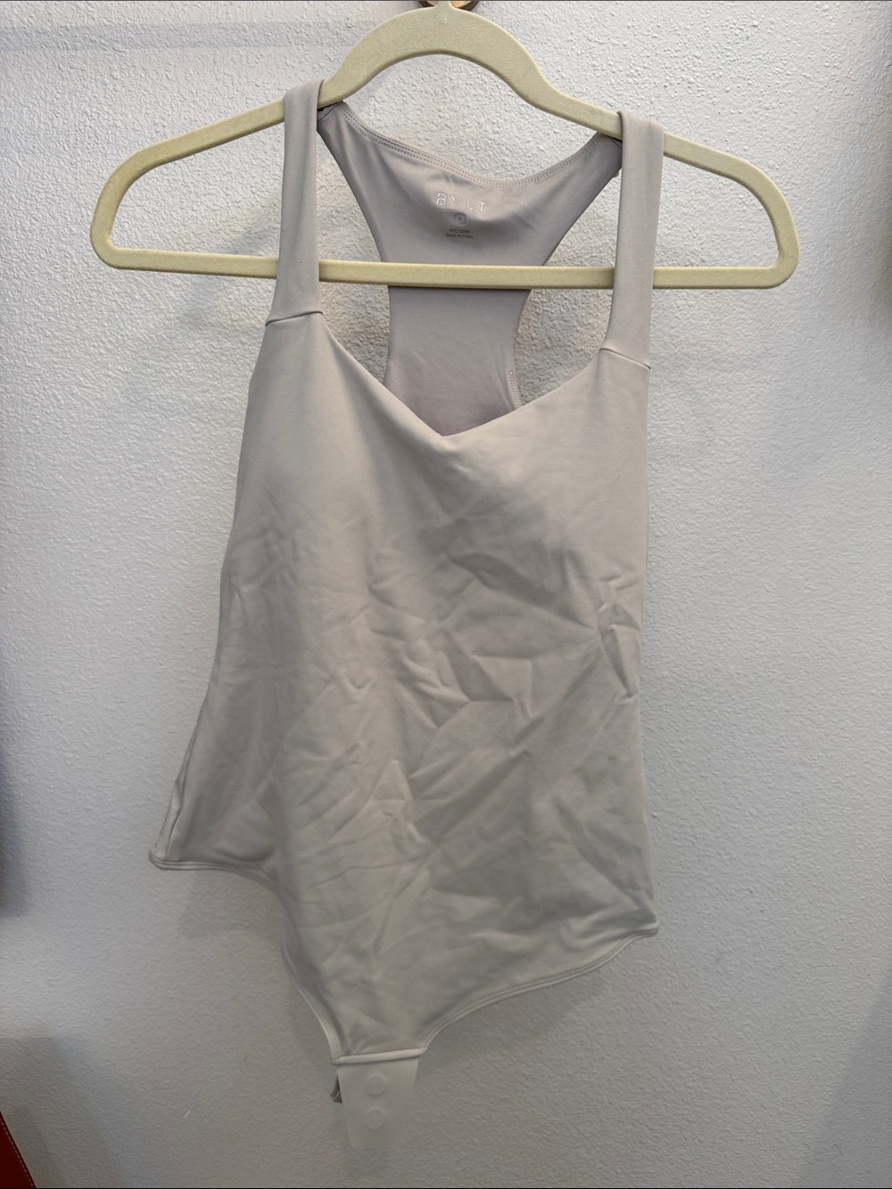 BYLT Basics Light Gray Racerback Bodysuit built in bra